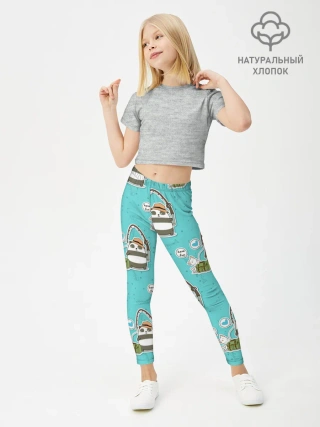 Леггинсы для девочки / Панда на рыбалке