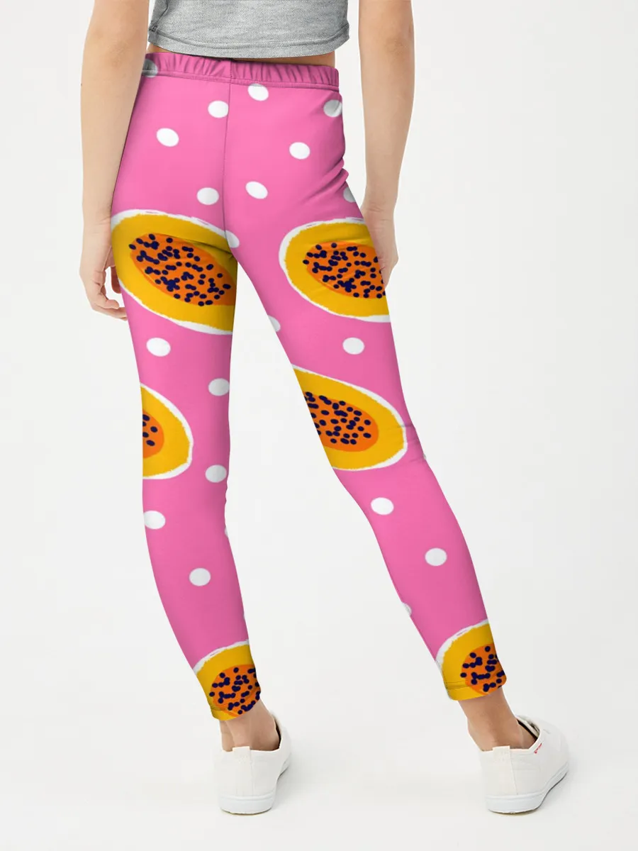 Леггинсы для девочки / Папайя на розовом