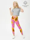 Леггинсы для девочки / Папайя на розовом