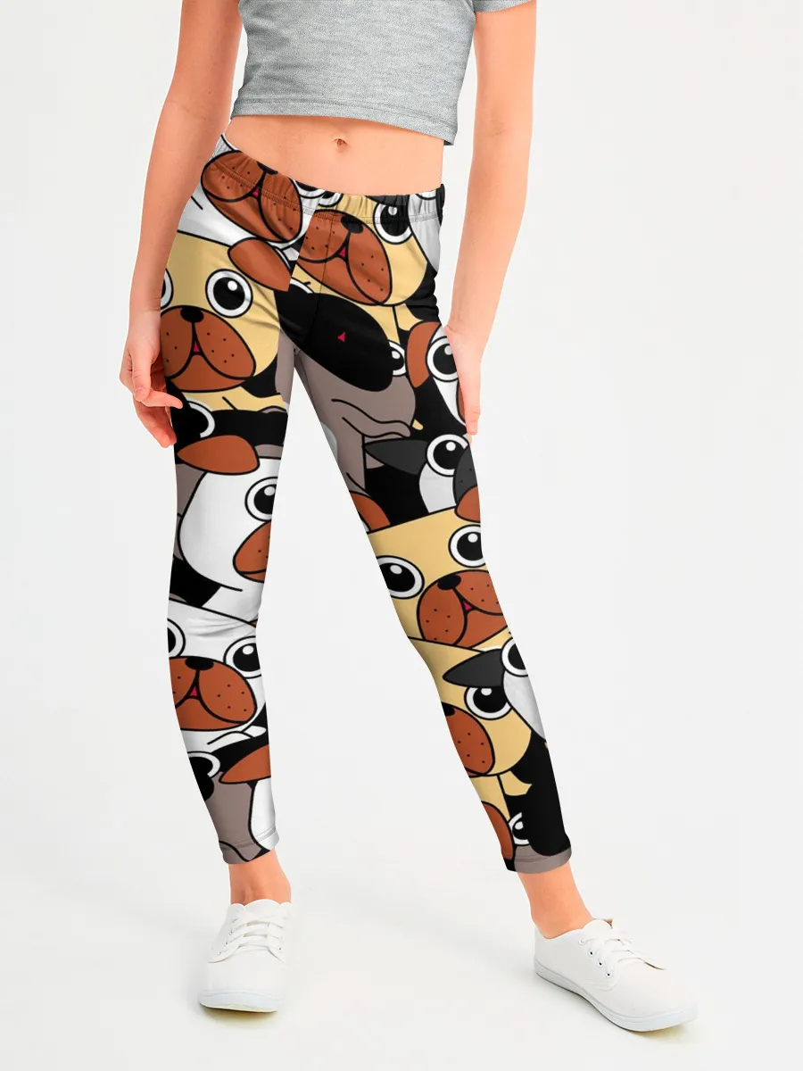 Леггинсы для девочки / Собаки мопсы