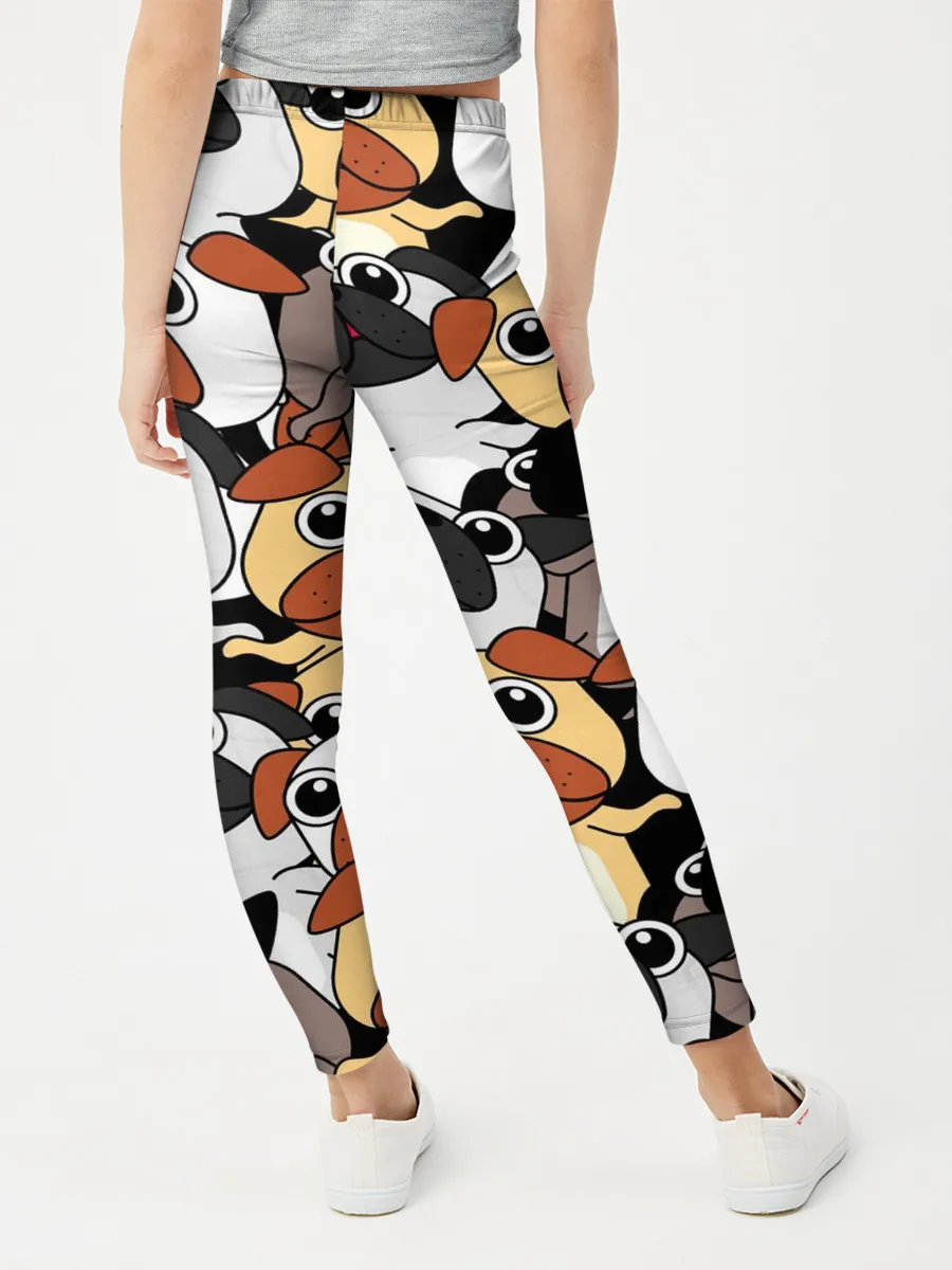 Леггинсы для девочки / Собаки мопсы