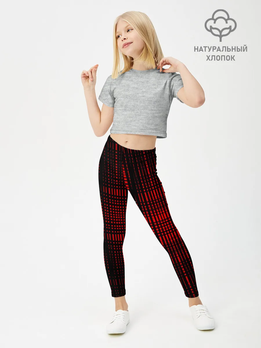 Леггинсы для девочки / ЧерНые линии на Красном