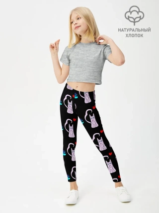 Леггинсы для девочки / Фиолетовые котики