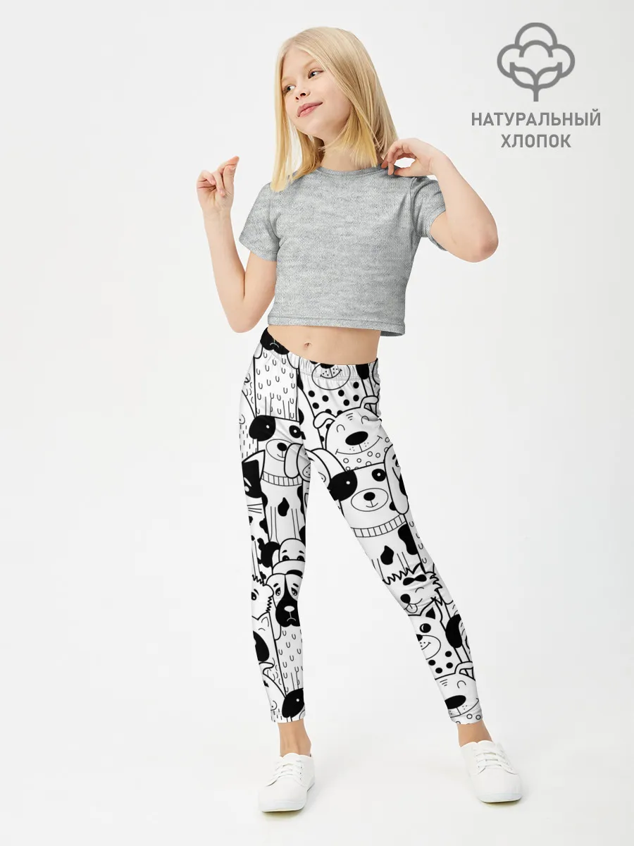 Леггинсы для девочки / Собаки черно-белое