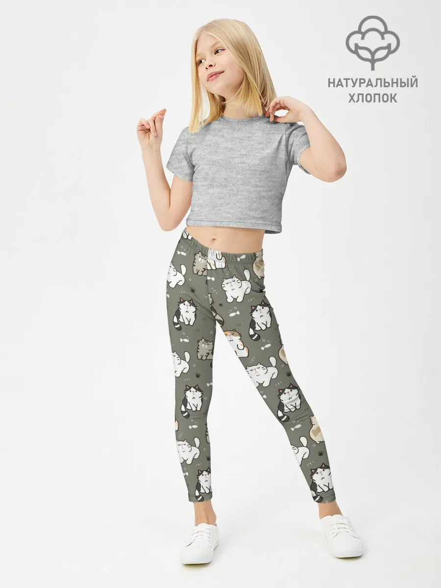 Леггинсы для девочки / Кошечки с рыбками