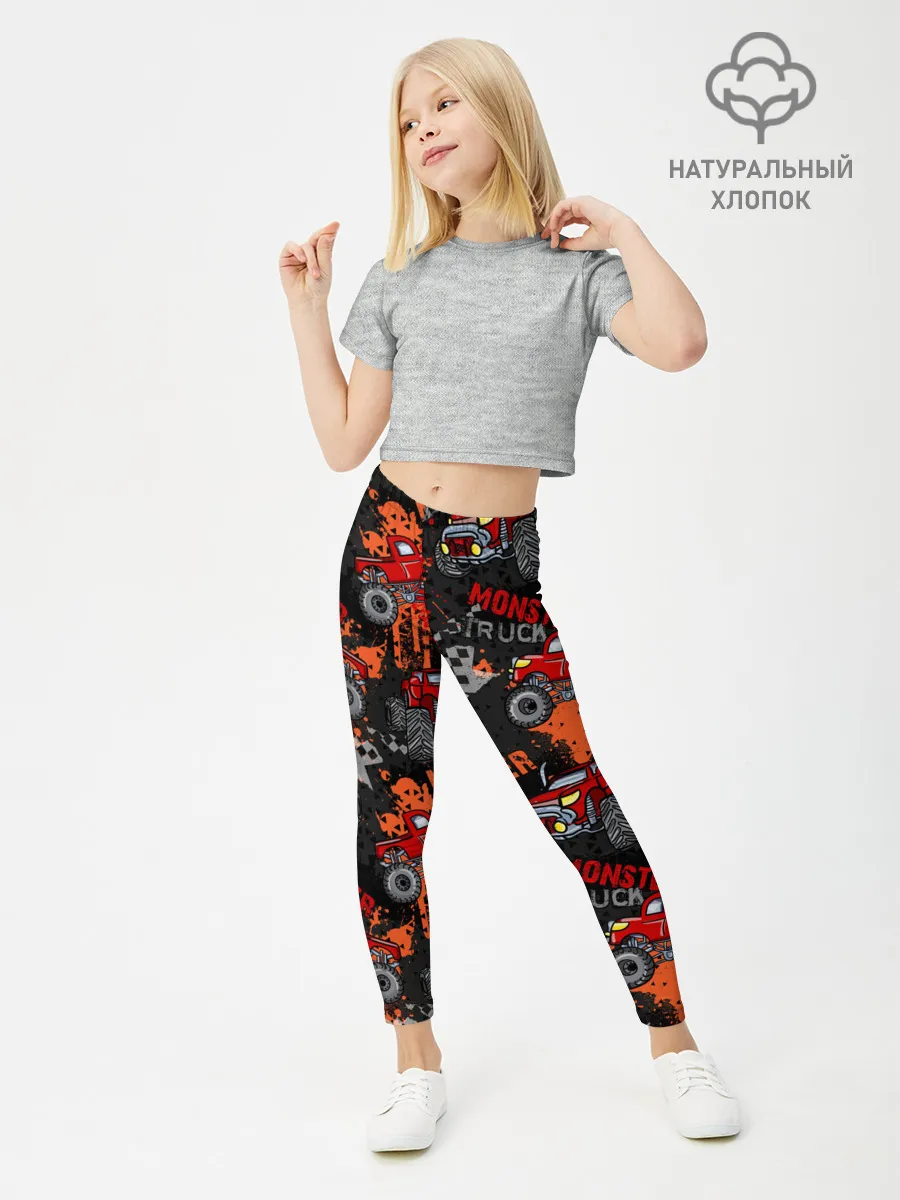 Леггинсы для девочки / MONSTER TRUCK RED
