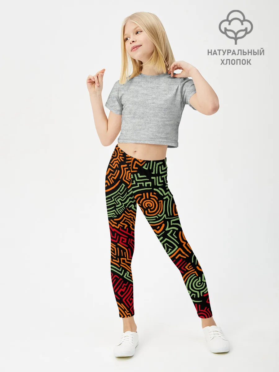 Леггинсы для девочки / абстрактный узор линии