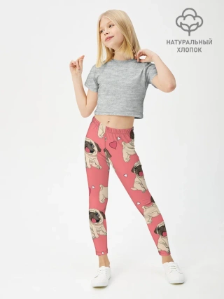 Леггинсы для девочки / Мопсики и Сердечки