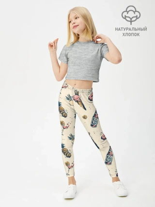 Леггинсы для девочки / Винтажный Гавайский Рисунок