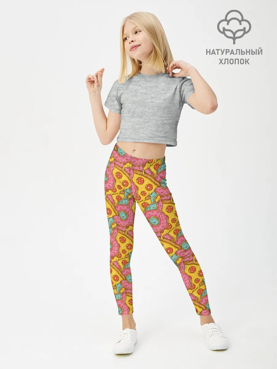Леггинсы для девочки / Пицца и пончики