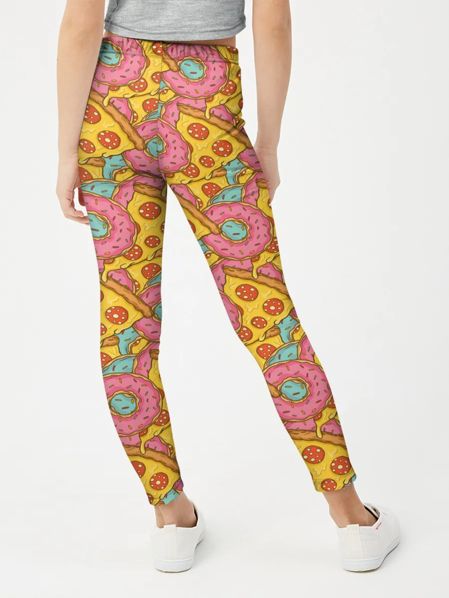 Леггинсы для девочки / Пицца и пончики