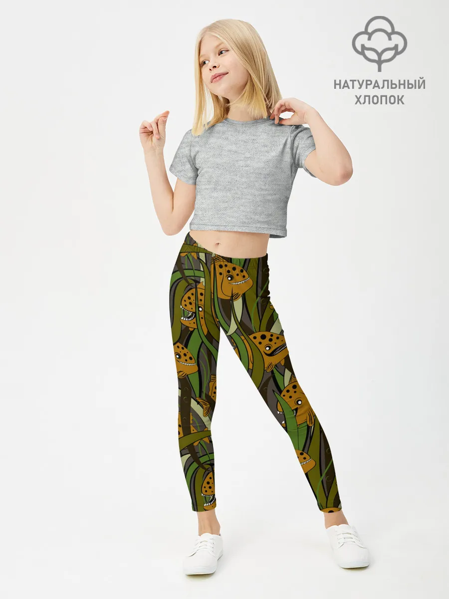 Леггинсы для девочки / Пираньи камуфляж