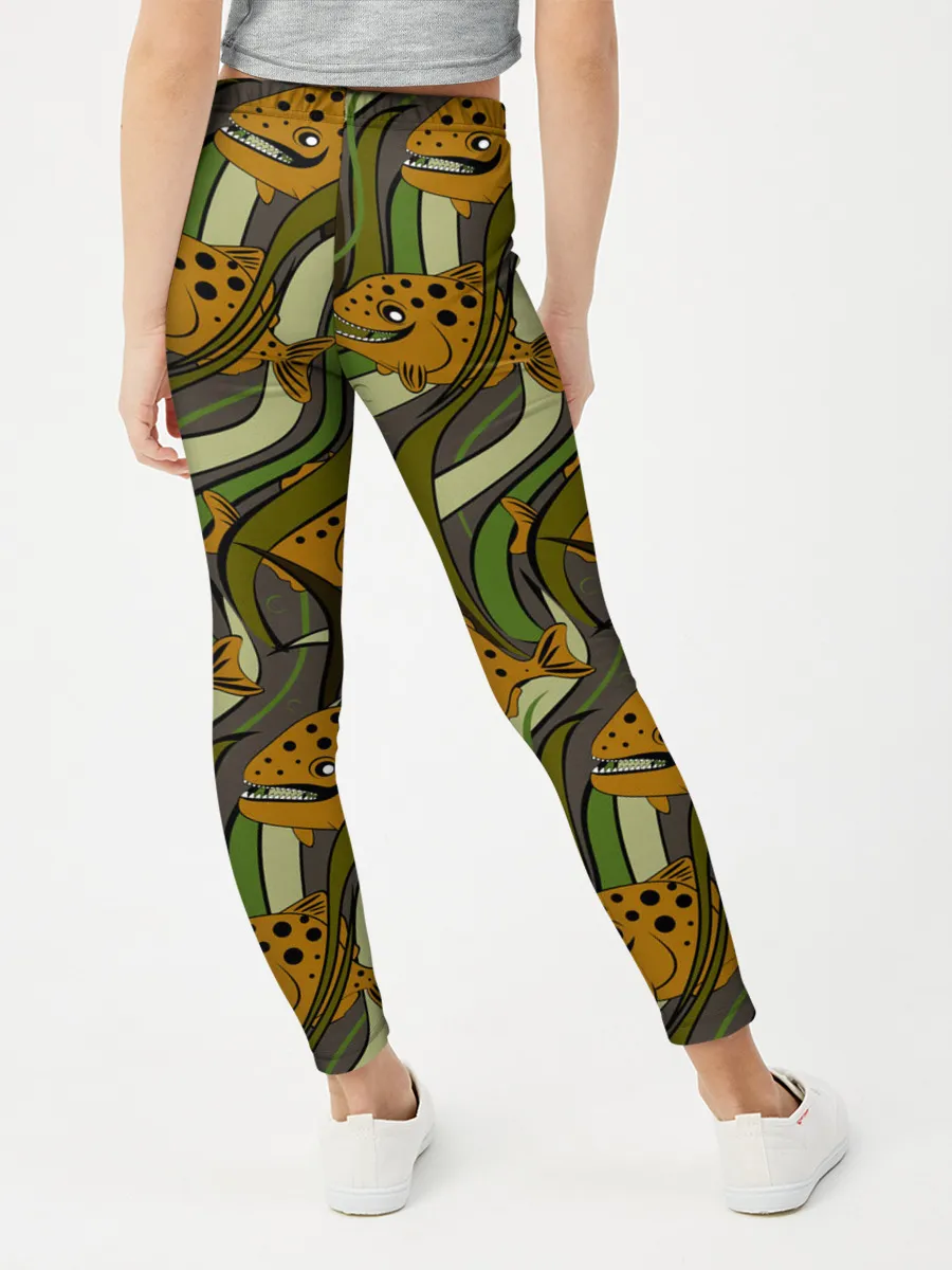 Леггинсы для девочки / Пираньи камуфляж