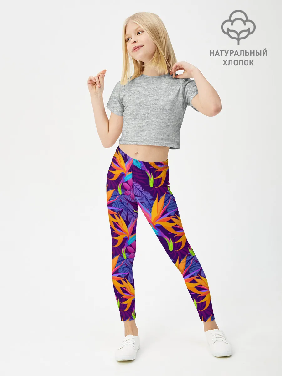 Леггинсы для девочки / Тропические листья