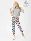 Леггинсы для девочки / Кривая линия и цветы