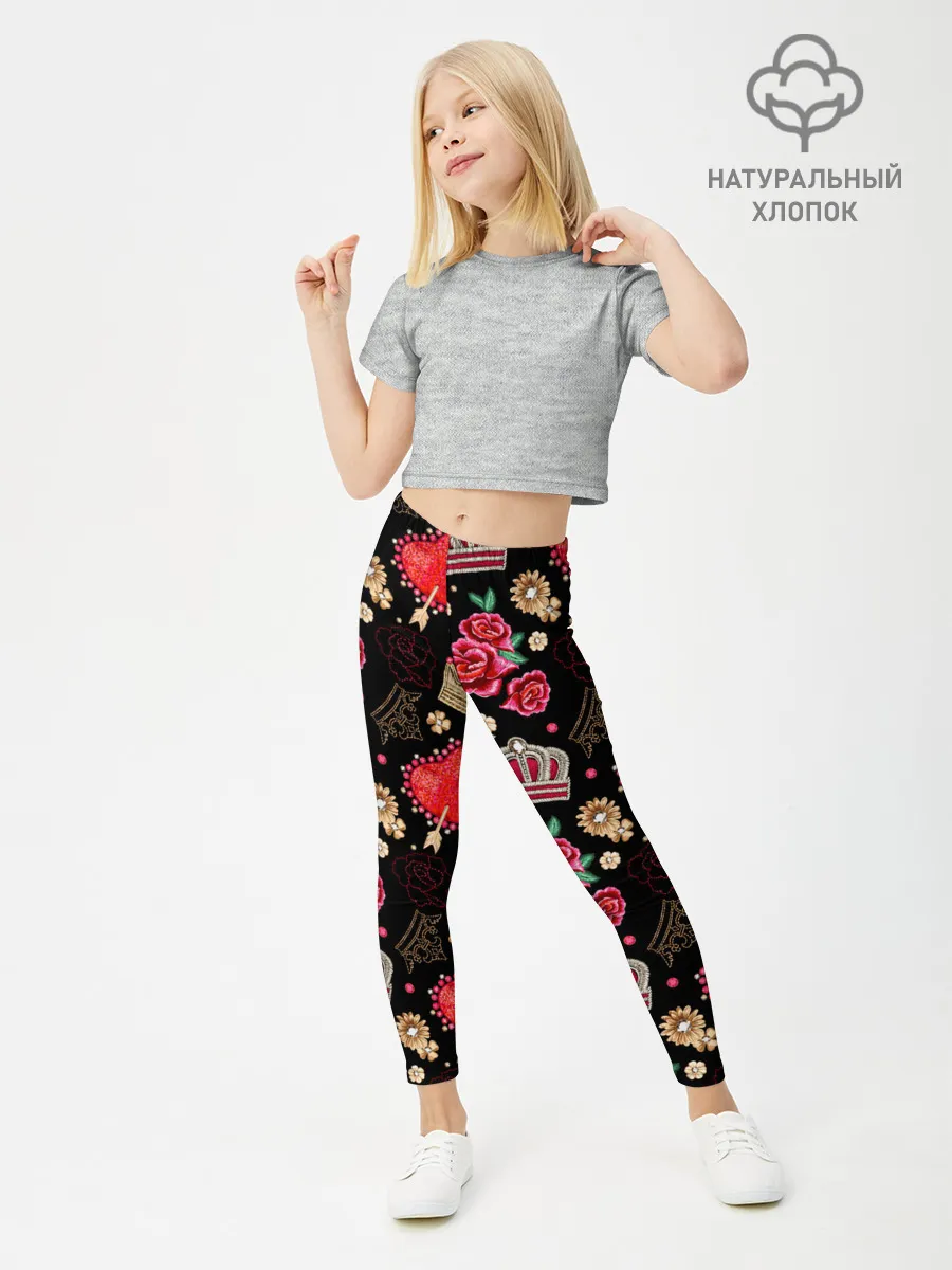Леггинсы для девочки / Корона и розы