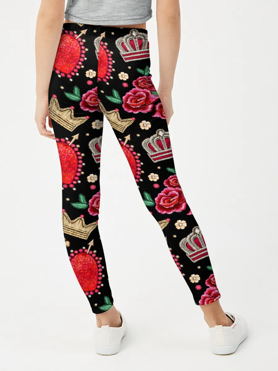 Леггинсы для девочки / Корона и розы