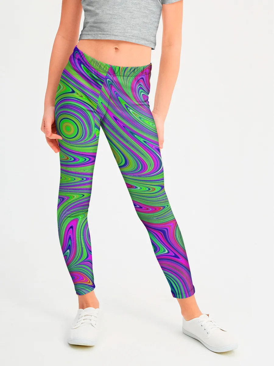 Леггинсы для девочки / Неоновый абстрактный узор