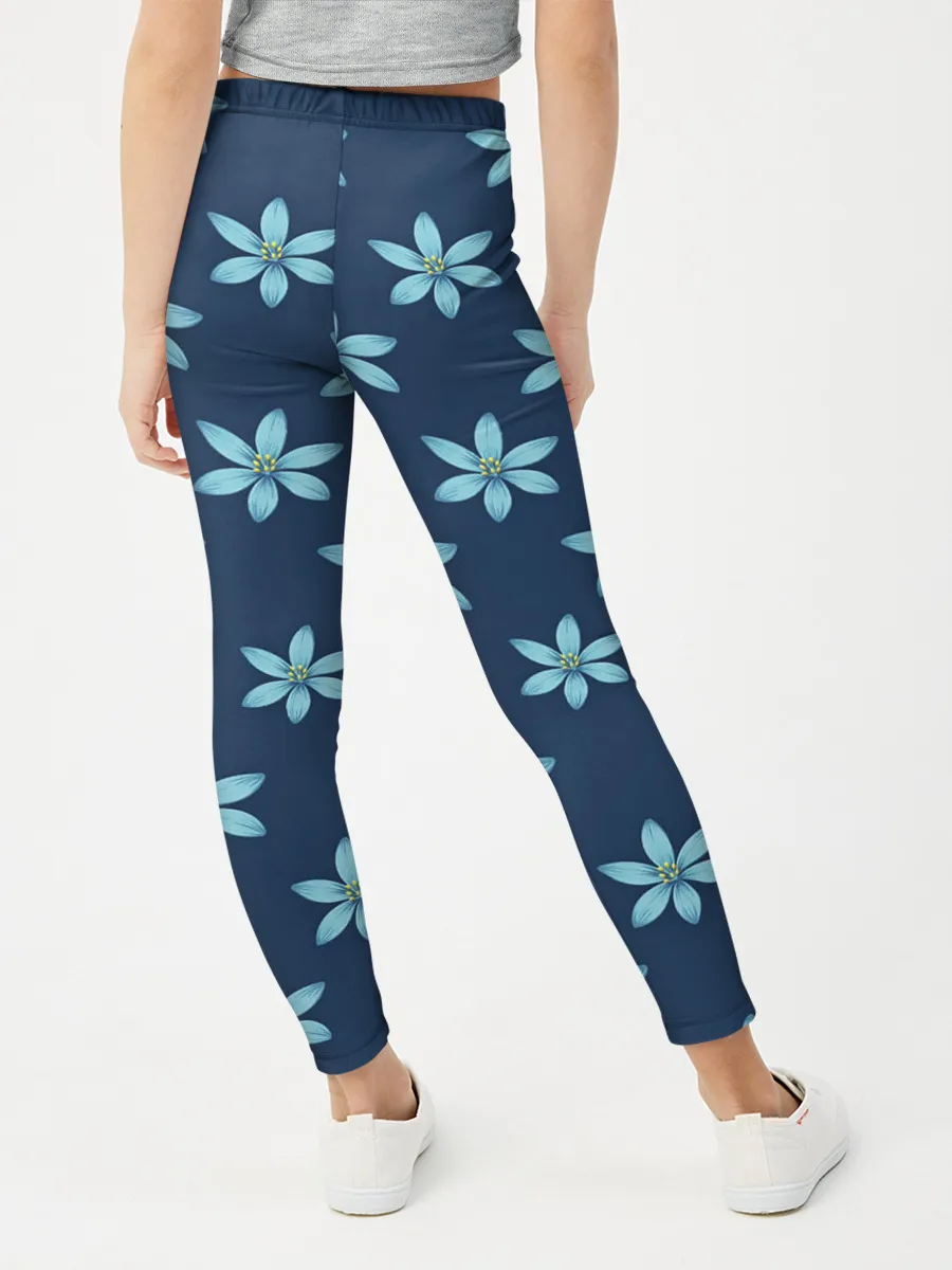 Леггинсы для девочки / Цветы | Голубые