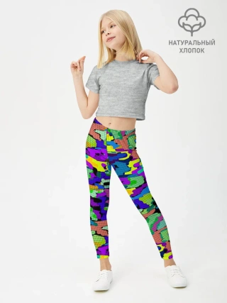 Леггинсы для девочки / Камуфляж в ярких тонах