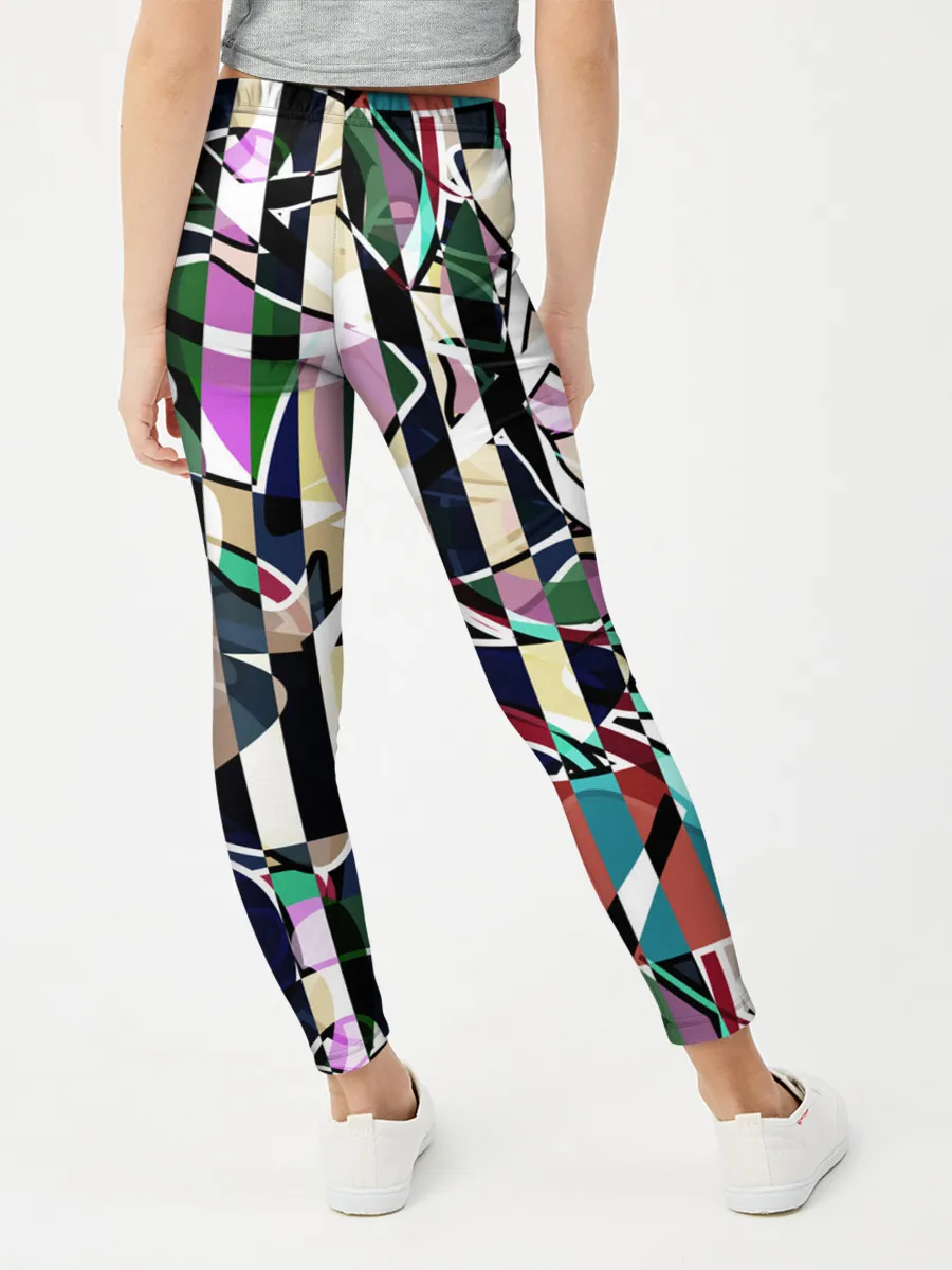 Леггинсы для девочки / Полосатый абстрактный узор