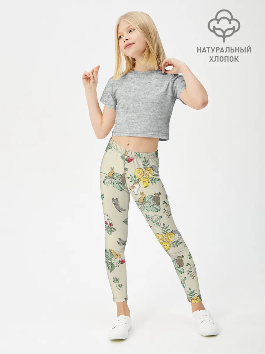 Леггинсы для девочки / Зайчики с Цветочками