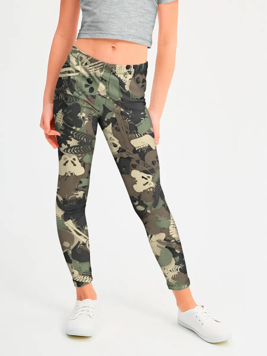 Леггинсы для девочки / Камуфляж с костями