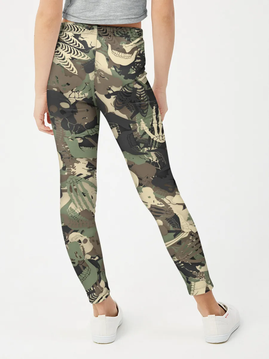 Леггинсы для девочки / Камуфляж с костями