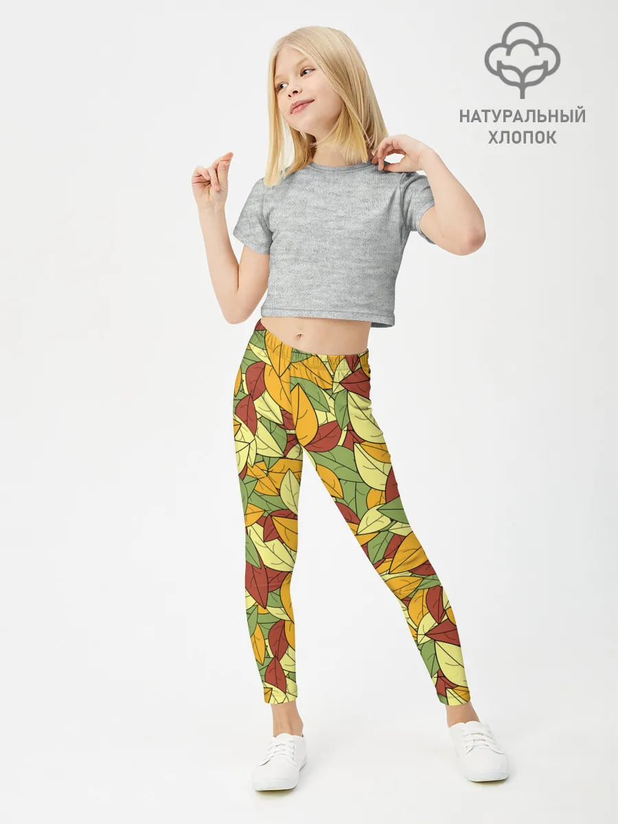 Леггинсы для девочки / Яркие осенние листья