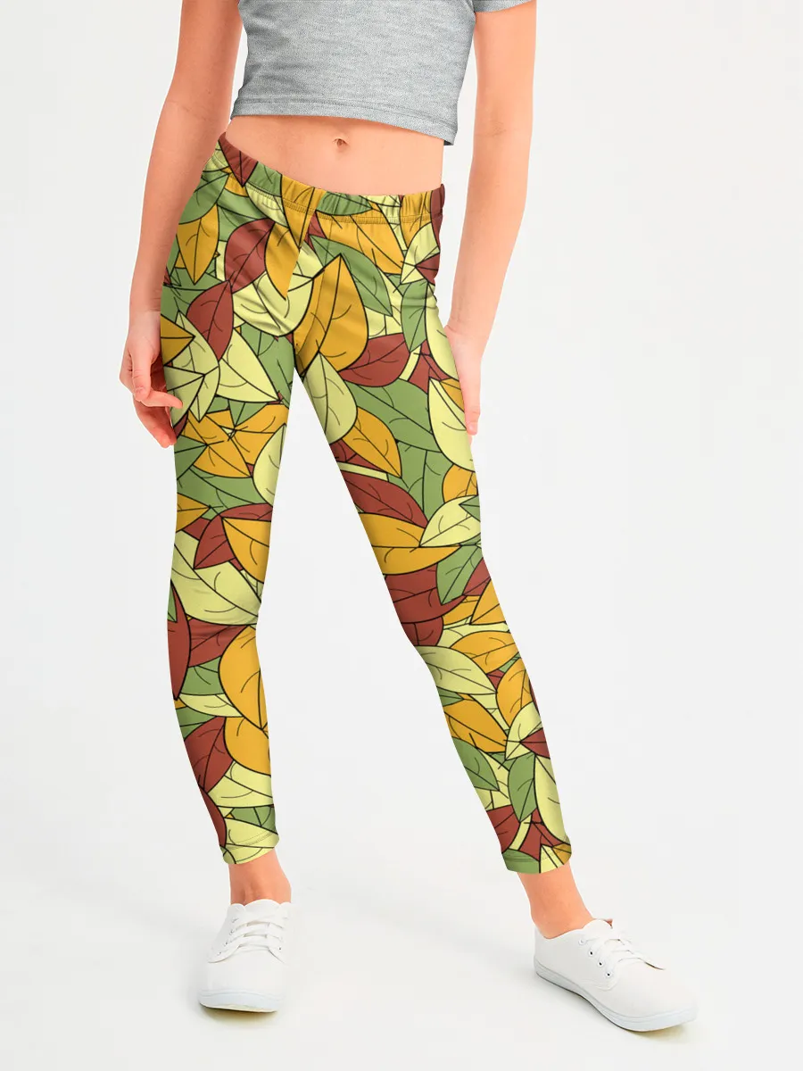 Леггинсы для девочки / Яркие осенние листья