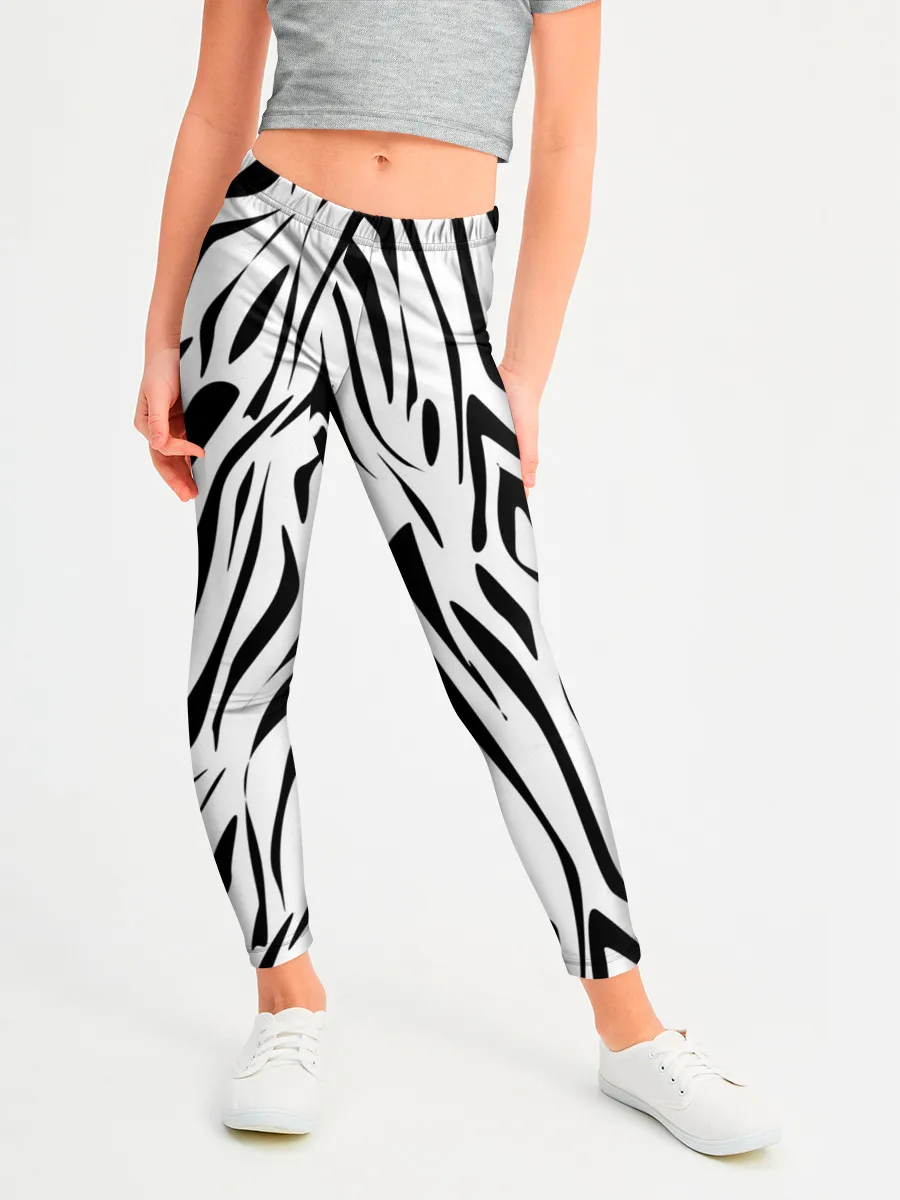 Леггинсы для девочки / Черно-белая зебра