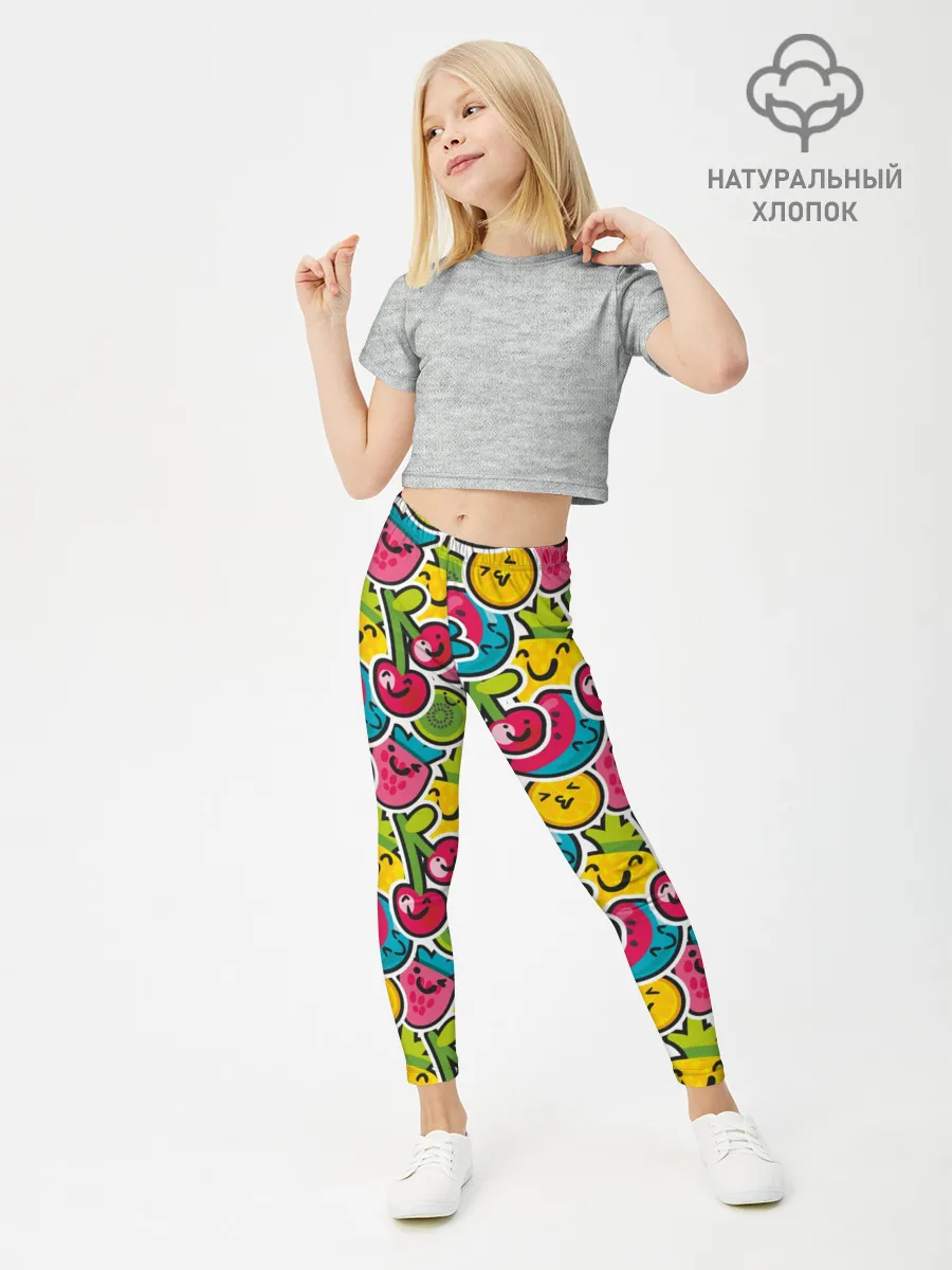 Леггинсы для девочки / Лето. Ягоды. Фрукты