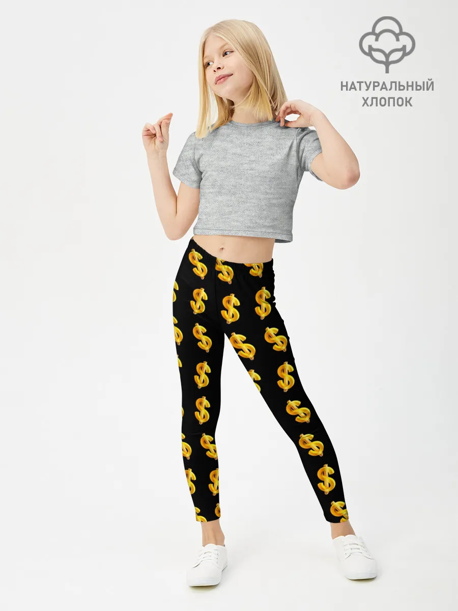 Леггинсы для девочки / Доллар золотой