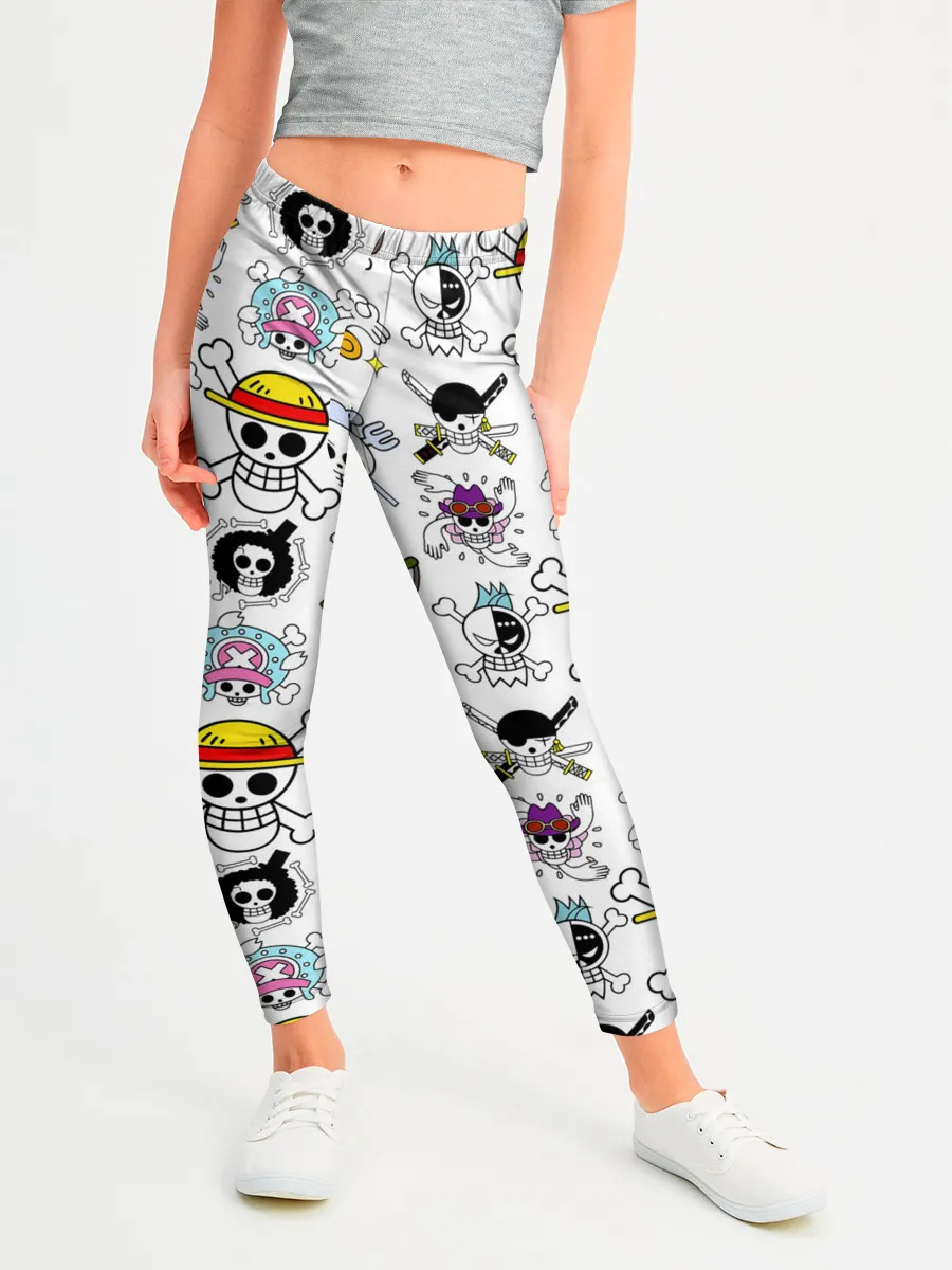 Леггинсы для девочки / Веселые Роджеры пиратов Соломенной Шляпы