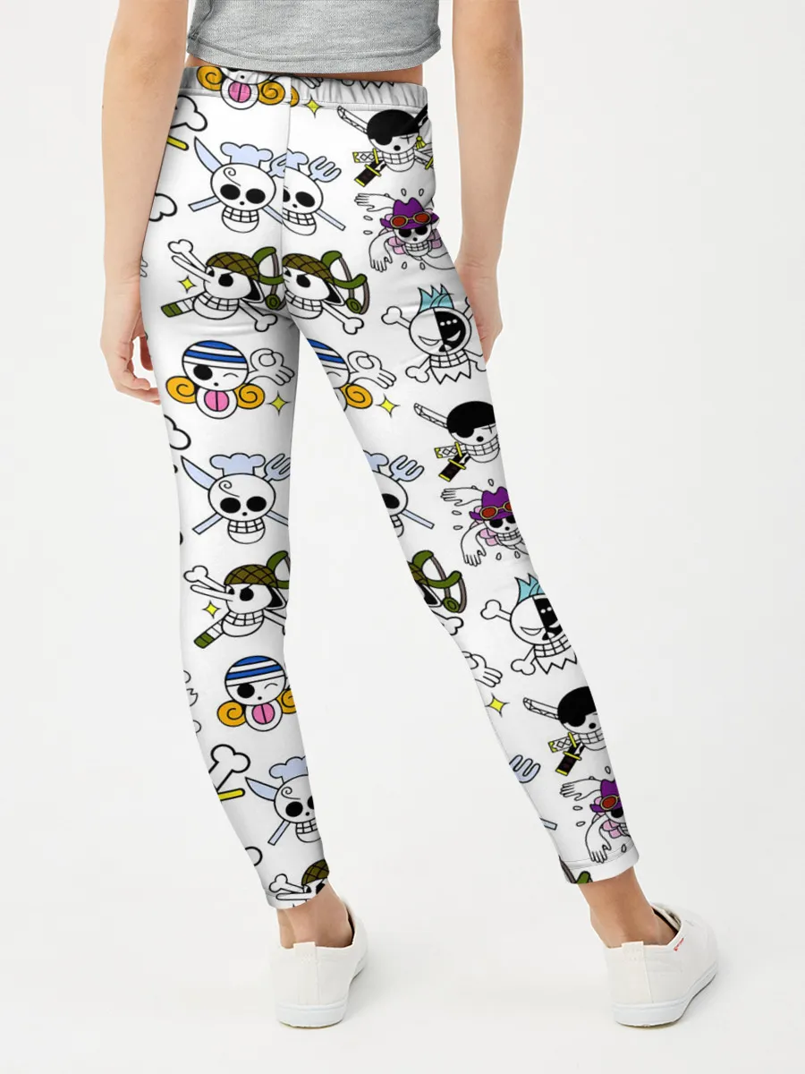 Леггинсы для девочки / Веселые Роджеры пиратов Соломенной Шляпы