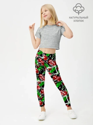 Леггинсы для девочки / Абстрактный узор спелая вишня