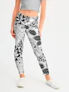 Леггинсы для девочки / Черно-белый узор Тропики