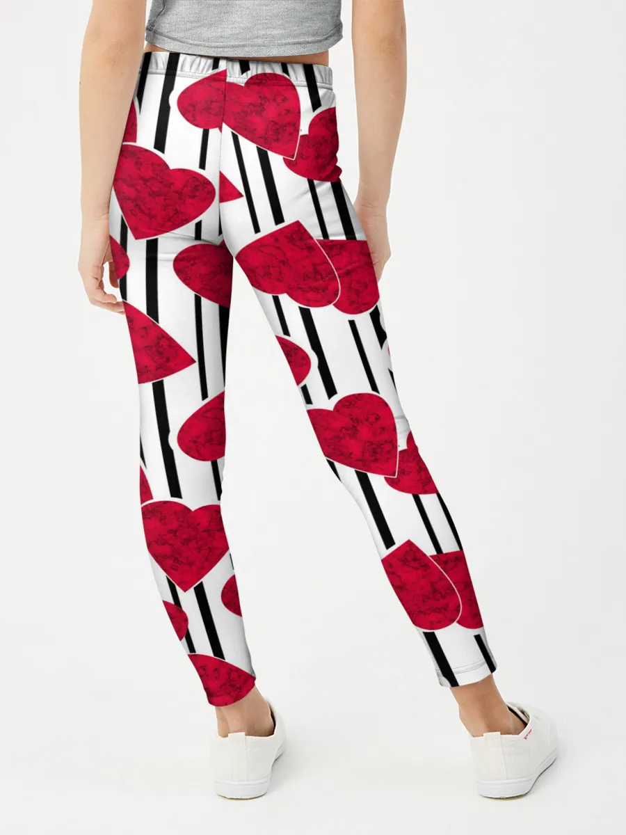 Леггинсы для девочки / Полосатый узор сердце