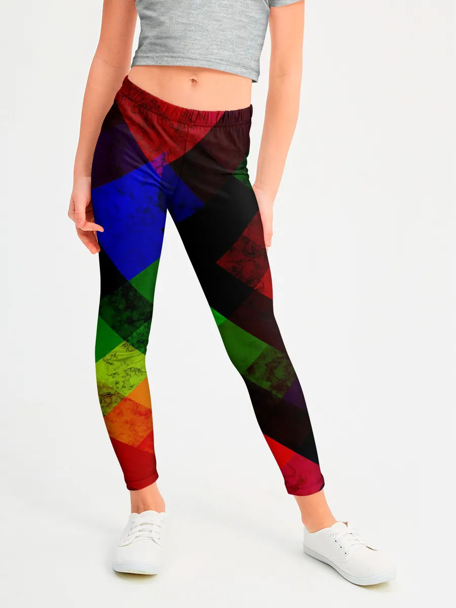 Леггинсы для девочки / Яркий геометрический узор