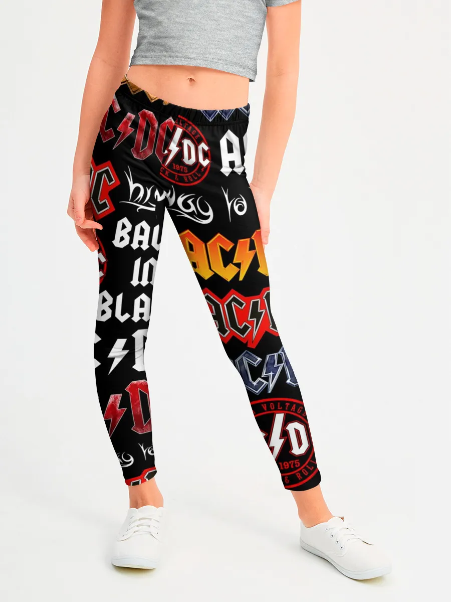 Леггинсы для девочки / AC DC LOGOBOMBING