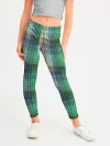 Леггинсы для девочки / Зеленый клетчатый узор