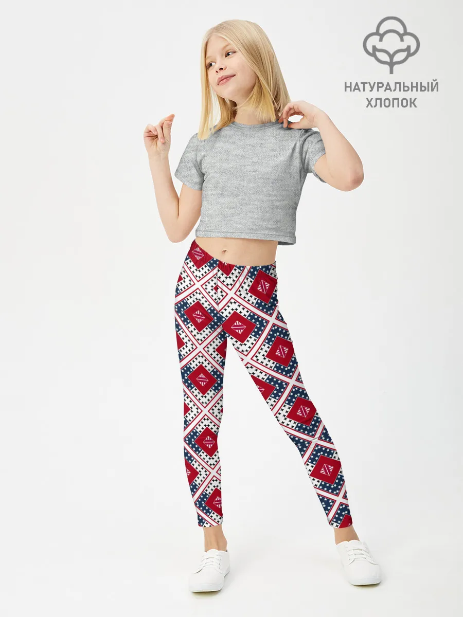 Леггинсы для девочки / Красно-синий плед -клетка