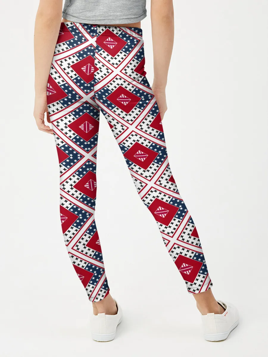 Леггинсы для девочки / Красно-синий плед -клетка