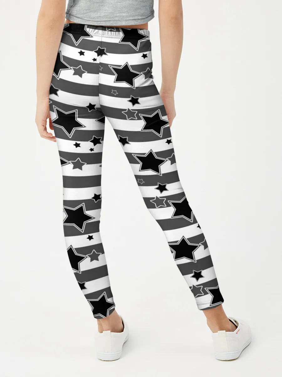 Леггинсы для девочки / Черно-белый полосатый узор