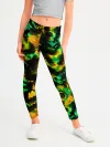 Леггинсы для девочки / Абстрактный желто-зеленый узор