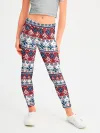 Леггинсы для девочки / Этнический красно-синий узор