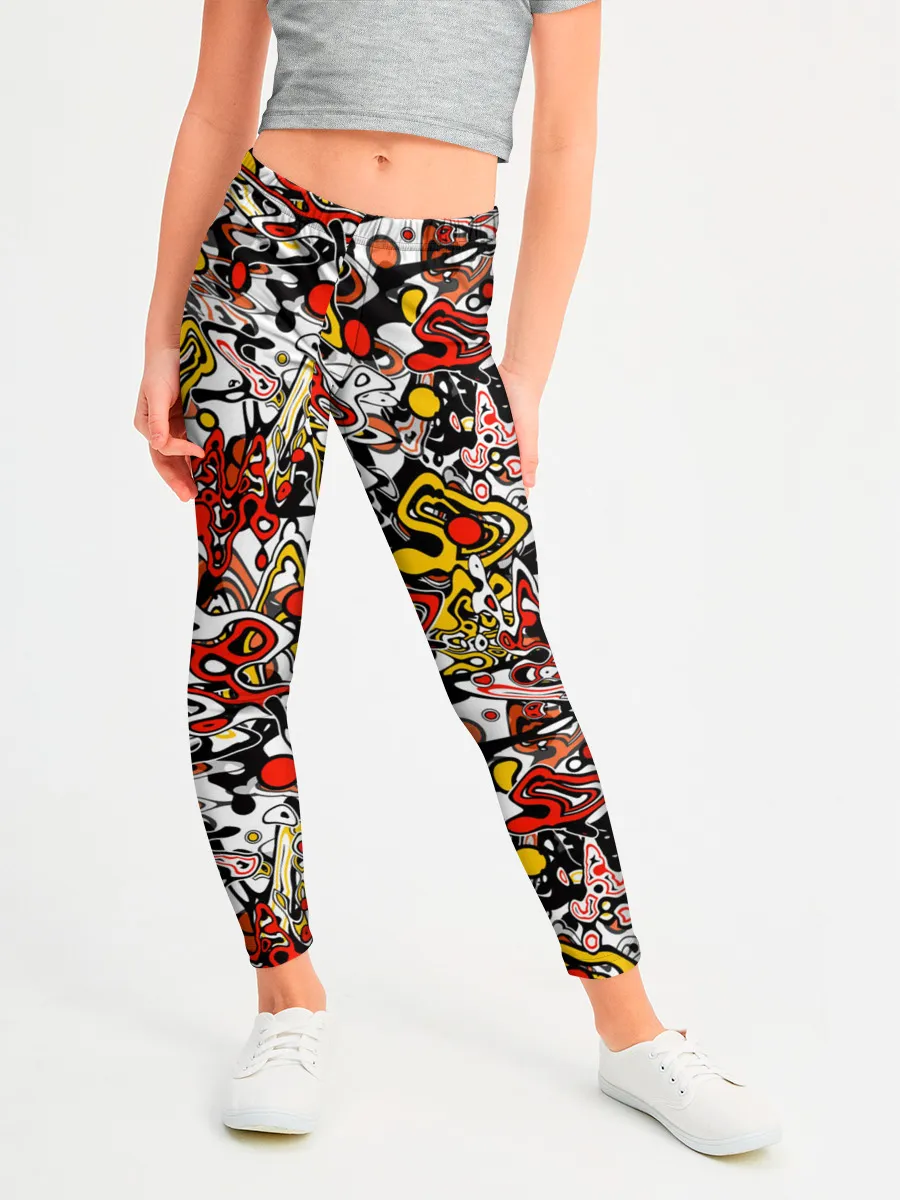 Леггинсы для девочки / Абстрактный разноцветный узор