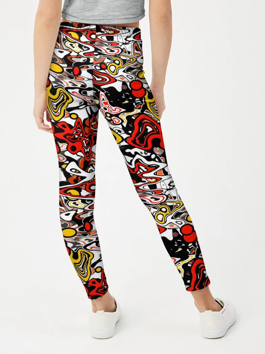 Леггинсы для девочки / Абстрактный разноцветный узор