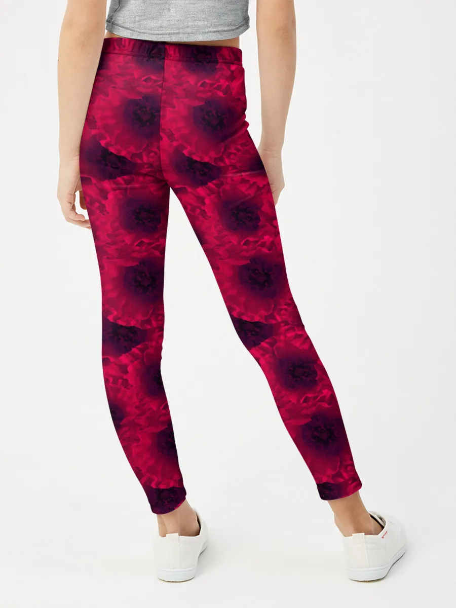 Леггинсы для девочки / Красные маки
