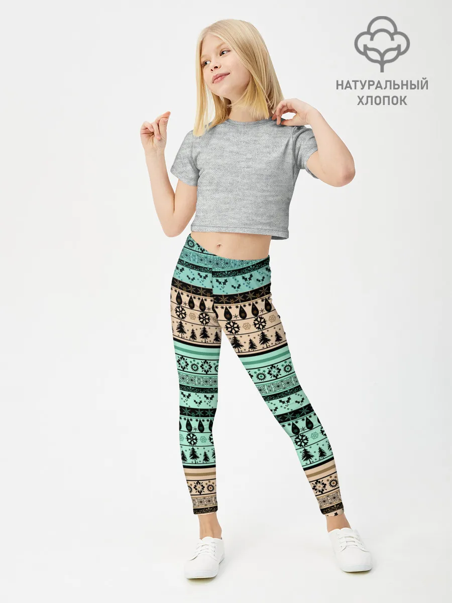 Леггинсы для девочки / Новогодний зимний орнамент